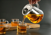 Nouvel ensemble de théière et tasses en verre de luxe 15oz 30oz, résistant à la chaleur, idéal pour le café et l'usage manuel, vente en gros, cadeau très prisé