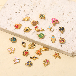 Delicados Dijes de Esmalte con Diseños Divertidos |   Colgante de Acero Inoxidable Chapado en Oro PVD de 18K para Fabricación de Joyería DIY |   Impermeable, Hipoalergénico - Product Image 6