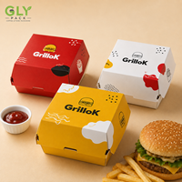 Boîte à hamburger GLY PACK, emballage alimentaire jetable en papier, frites à emporter, sandwich, restauration, impression de logo personnalisée