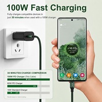 Cable de Carga Rápida Togudu CC-269 100W 5A Tipo C con Trenzado de Nailon, Transferencia de Datos de 480Mbps, con E-Marker, para Teléfono Móvil y Computadora