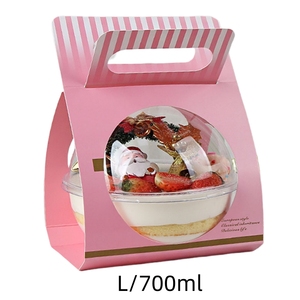 Vente en gros 700ml en <span class=keywords><strong>plastique</strong></span> <span class=keywords><strong>transparent</strong></span> Portable salade <span class=keywords><strong>boule</strong></span> de fruits bol clair mousse <span class=keywords><strong>boule</strong></span> boulangerie cadeau Dessert gâteau boîte d'emballage - Product Image 3