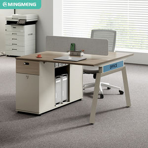 Bureau informatique moderne en panneau mélaminé, design modulaire pour bureaux de 2/4/6 personnes, résistant à l'eau, anti-rayures, tiroirs à dossiers - Product Image 4