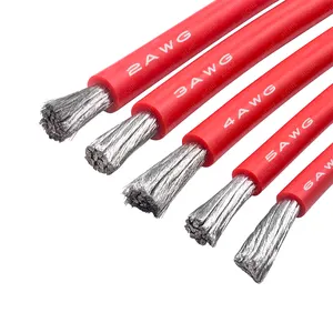 Cable de silicona cuadrado de cobre estañado de alta calidad 50mm 2AWG en rojo o negro Cable de cobre aislado con calefacción Rohs Strandedc Wire