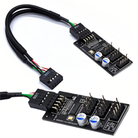 Konektor Hub USB 2.0 9 Pin, Pembagi USB 1 ke 3 USB2.0 9Pin Header Board + Kabel 30cm untuk Uji Kecepatan Kipas LED RGB Pendingin Air