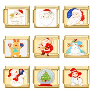 Handgefertigtes Galvanisiertes Edelstahl-Weihnachts-Gold-Modul Kreatives Freies DIY Luxuriöses Personalisiertes Charm-Mode-Armband - Product Image 2