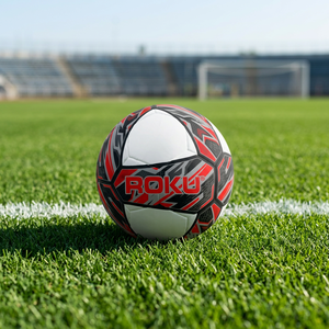 Ballon de football d'entraînement pour adultes de haute qualité personnalisable Roku Industry RSB15, style classique, logo imprimé OEM, cuir PU léger - Product Image 3