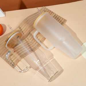 الولايات المتحدة الأمريكية بالجملة بالجملة 40 أونصة سيارة واضحة السفر في الهواء الطلق كأس شرب البيرة أكواب نظارات مع مقبض وغطاء الخيزران القش - Product Image 6