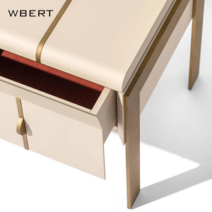 WBERT Nordic Style Bedroom Furniture Metal Leg Solid <b>Wood</b> Top with Drawer for Home and Hotel Use <b>Bedside</b> <b>Cabinet</b> - Product Image 2