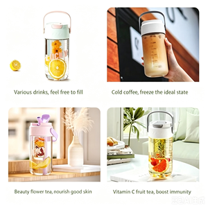 Bottiglia di acqua di plastica trasparente di grande capacità personalizzata ecologica 600ml 800ml con paglia per bambini - Product Image 5