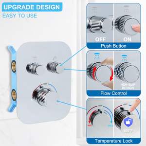 Système de douche thermostatique chromé 16 pouces montage au plafond Design moderne salle de bain luxe mélangeur de pluie à main ensemble de douche <span class=keywords><strong>Homedec</strong></span> - Product Image 3