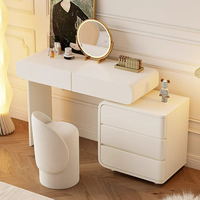 Mobilier moderne table de toilette avec miroir en bois blanc et Led chambre à coucher armoire latérale ensemble de coiffeuse commode de luxe en bois avec tiroirs