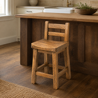 Tabouret de bar moderne minimaliste en bois de chêne naturel fait main Phuoc Hung, dossier solide, écologique, multifonctionnel, pour l'extérieur et la maison