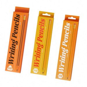 Wholesale Custom Logo 12pcs Hexagonal HB Plastic Standard Pencils Set with Orange Paper Box for Children 3 Designs - Product Image 4