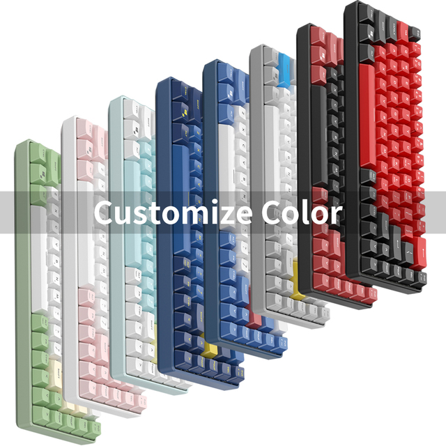 Hot Swappable Wireless 69 Keys ISO Gaming Keyboard RGB Gamer Optical Switches 65% Pink Mechanical Keyboard