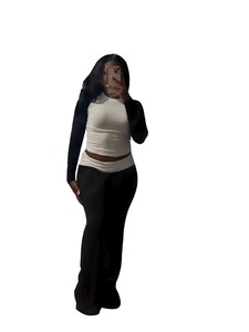 Conjunto de 2 piezas de manga larga con patrón sólido informal para mujer, pantalones ajustados de poliéster de otoño, traje cálido, cintura alta, color a juego - Product Image 6