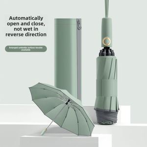 Men Women's Fully Automatic Ten-Bone Reverse Edge Umbrella 70% Reflective <b>Strips</b> Business-Style Sunny Logo Advertising Print for - Product Image 5