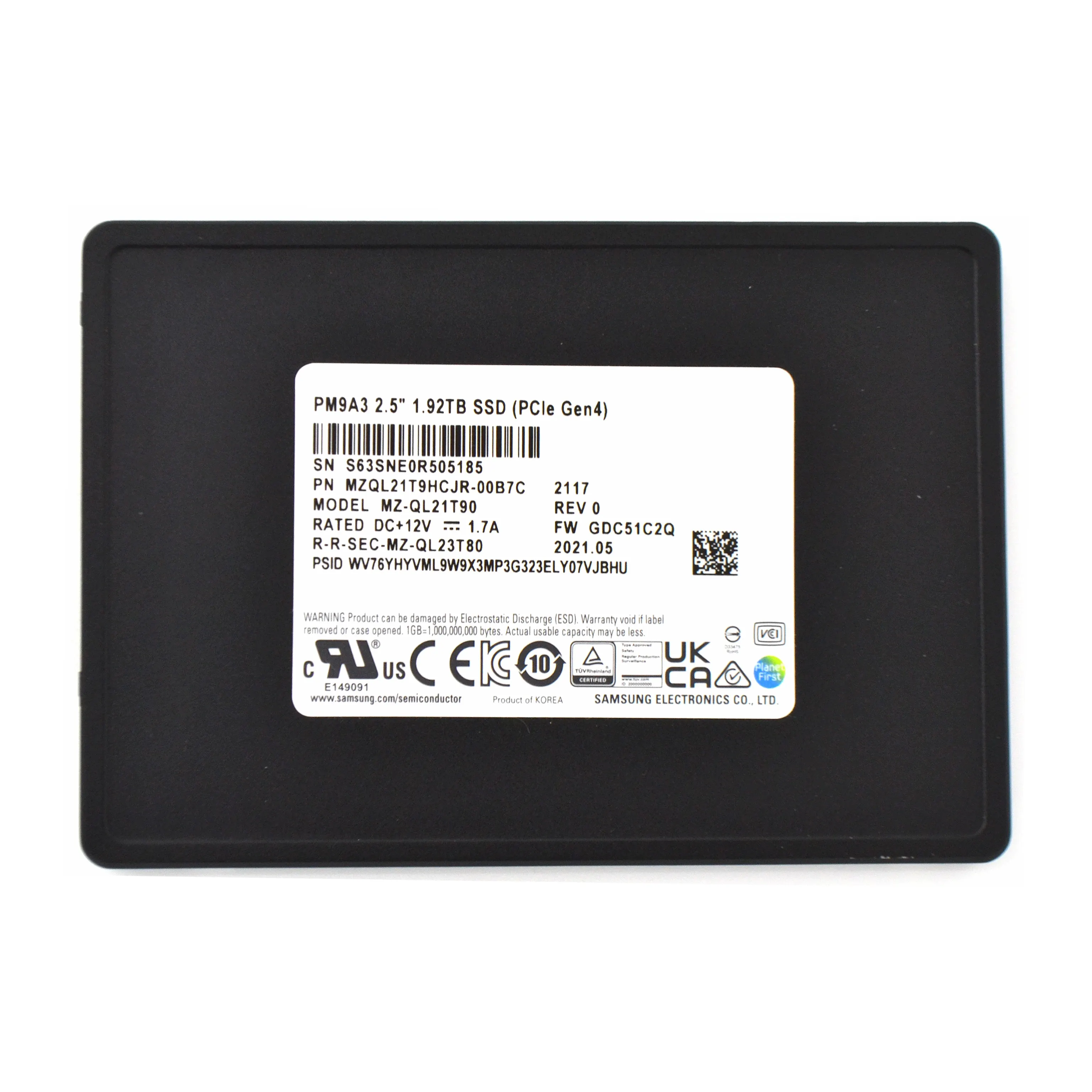 Cheap Internal Solid State Disk MZ-QL21T90 Used PM9A3 2.5 Inch 1.92TB PCIe Gen4 Enterprise SSD for Server HDD