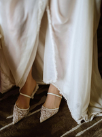 Sandales d'été élégantes pour femme ZA QuiteS à talons aiguilles fins, motif quadrillé et perles, semelle en caoutchouc, pour mariée
