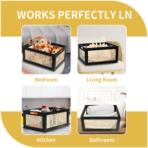 Panier de rangement en bois Rectangle avec poignées boîte décorative pour présentoir cuisine garde-manger organisateur décor - Product Image 4