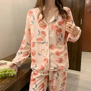 Pijamas kadın uzun kollu Pijama De Mujer Pijama bayanlar Pijama kadın iki parçalı Set moda Polyester Pijama kadınlar için Set