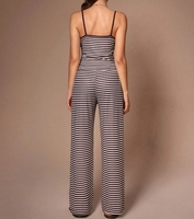Pyjama décontracté rayé pour femme, ensemble deux pièces style caraco, vêtements de nuit et d'intérieur personnalisables, ODM