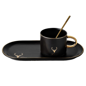Set di Tazze da Caffè <span class=keywords><strong>e</strong></span> Piattini in Porcellana Opaca di Lusso, Bestseller in Nero, Bianco, Rosso, Verde, <span class=keywords><strong>Oro</strong></span> <span class=keywords><strong>e</strong></span> Colorato, con Cucchiaino - Product Image 5