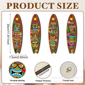 Hawaiian Surfboard <b>Wall</b> Hanging Decor Wooden Irregular Shape For Home Party Events Decorative <b>Signage</b> - Product Image 4
