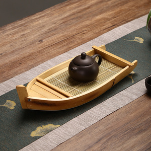 Vassoio di bambù naturale di alta qualità e stile giapponese in legno Sushi Boat eco-friendly cibo fatto a mano strumenti di servizio - Product Image 4