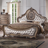 Lit Double Vintage en bois massif, meubles de chambre de mariage Rococo, meubles de maison français Antique sculpté à la main, ensemble de chambre à coucher