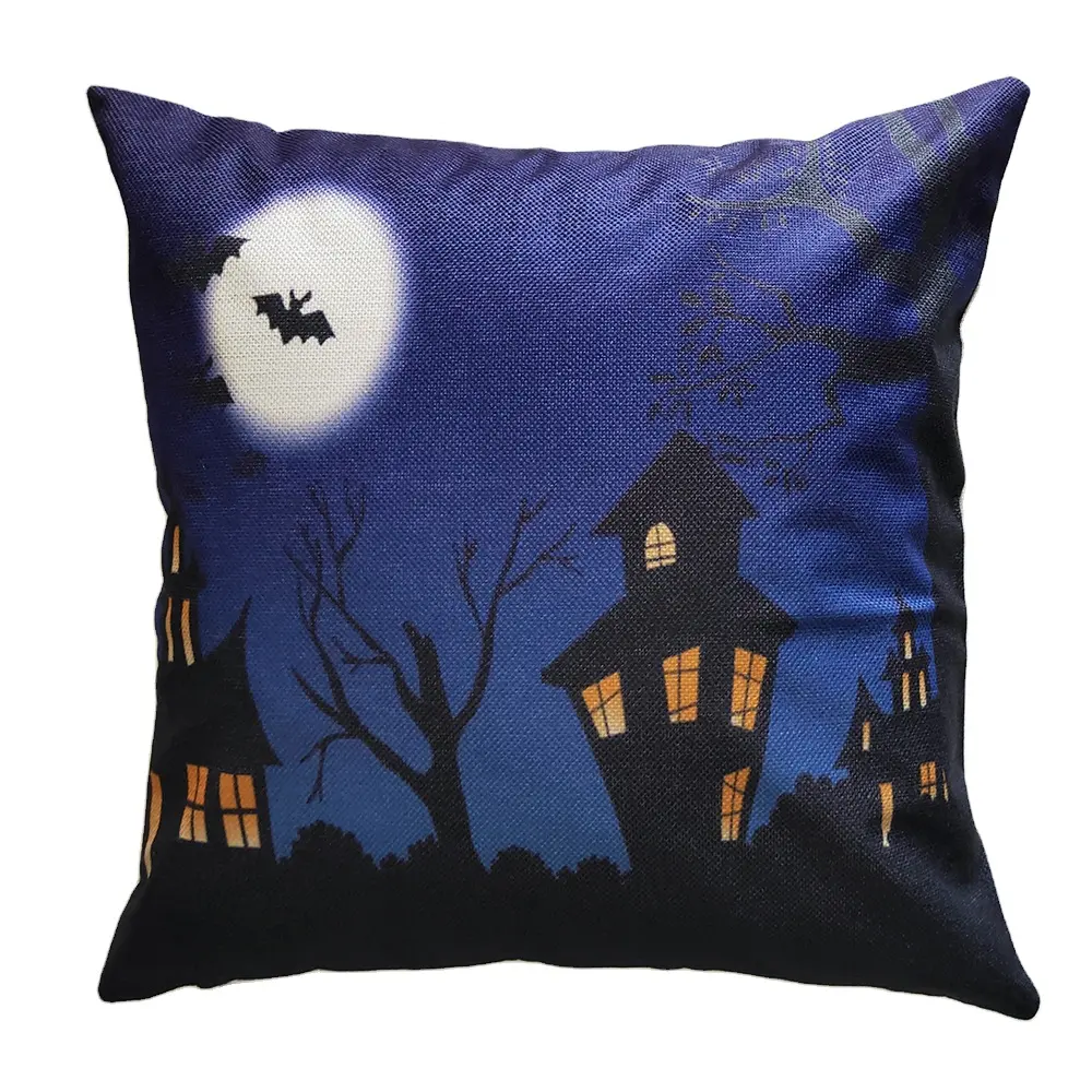 Halloween Design Cushion Cover with Owl and Pumpkin Decorative Throw Pillows