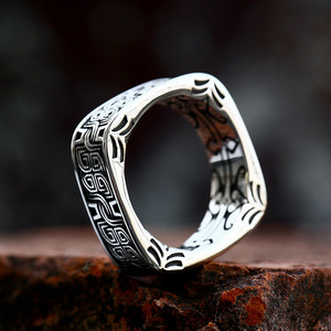 Anillo Punk de Acero Inoxidable para Hombre, Patrón Geométrico, Uso Diario, Regalo - Product Image 2