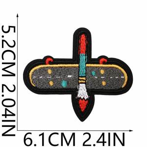 Street-style Flame Heart Themed <b>Iron</b>-On Embroidery Patches Cartoon Skateboard Designs for Clothing Hats-Polyester Thread <b>7</b>-Day - Product Image 2