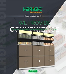 Étagères de vente au détail unilatérales Highbright avec éclairage LED intégré, niveaux ouverts réglables et armoires de base en bois verrouillables - Product Image 4