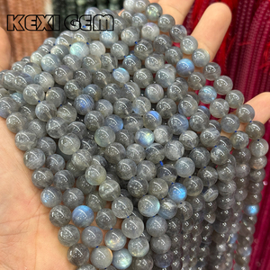 Cuentas de Labradorita Natural Gris al por Mayor, 4mm 6mm 8mm 10mm 12mm, Cuentas Redondas Sueltas de Labradorita Natural con Destello Azul para Pulseras DIY - Product Image 1