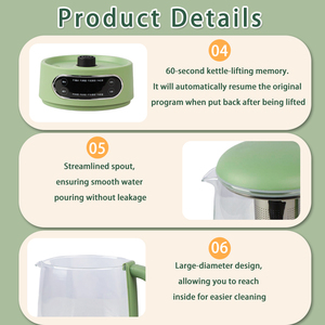 Bouilloire électrique sans fil multifonctionnelle, chauffe-thé, contrôle de la température variable, arrêt automatique, fonction de rotation à 360° - Product Image 4
