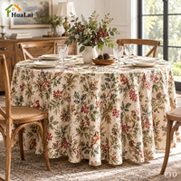 Nappe ronde en polyester imprimée sur mesure, style faux lin épais, pour décoration de table à domicile ou de banquet, 120 pouces, fabrication OEM.