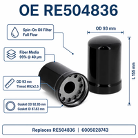 Éléments de filtre à huile à visser de haute qualité 6005028743 P550779 SO10044, filtres pour machines de construction, pour moteurs d'excavatrices