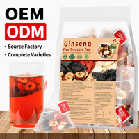 Thé aux cinq trésors au ginseng, marque privée OEM, thé aux herbes pour la santé masculine, 20 sachets de thé pyramidaux, tonique énergétique, thé bien-être, 250g