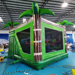 Castillo inflable con temática tropical 5 en 1, castillo hinchable con tobogán, combo de brincolín para niños al aire libre. - Product Image 4