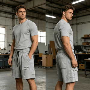 Custom Logo Men Drawstring Shorts Jogging Pants Men Street Swear Factory Men's Summer <b>Cargo</b> Shorts 100% Cotton - Product Image 1