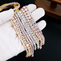 XINGYUEGEM S925 Bracelet Tennis Unisexe Style Hip Hop à Maillons, Sertissage à Quatre Griffes, Moissanite Diamant de 3mm Couleur DEF Taille Brillant