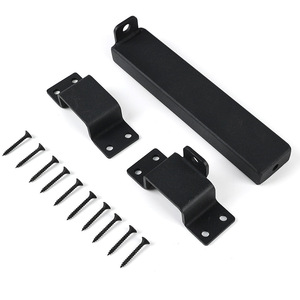 Sliding Door Lock <b>Bracket</b> Black Steel Anti Theft Barn Door Hardware Outdoor Cabinet Fence Shed Door Latch Mounting Kit - Product Image 2