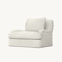 Fauteuil de salon haut de gamme style scandinave, blanc crème, rembourré, confortable, avec jupe décorative, siège large et rembourré, pour villa ou bureau