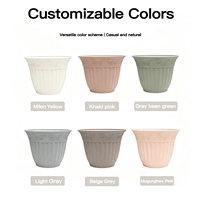 Pasokan Pabrik Pot Bunga Dekoratif Indoor Outdoor Model RPN Desain Klasik Relief Pola Bulat Plastik PP Warna Kustom