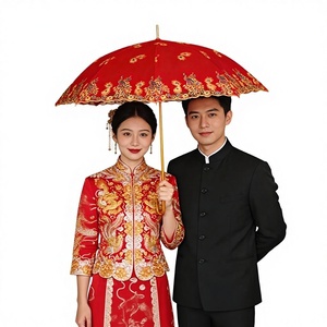 Paraguas Publicitario Automático Personalizado con Logotipo, de Encaje, para Boda, Grande, Rojo, Doble Uso, para Sol y Lluvia - Product Image 1