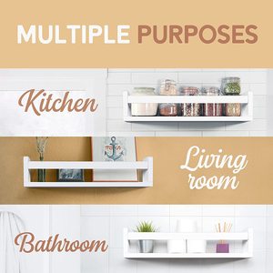 3 White Nursery Room <strong>Shelves</strong> - Solid Wood Ideal for Books, Toys and Decor (Whitewashed <strong>Grey</strong>) - Product Image 5