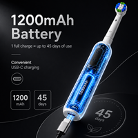 Brosse à dents électrique rotative R100, 5 modes, charge de type C, étanche IPX7, étui de voyage, 4 têtes pour adultes, soins bucco-dentaires