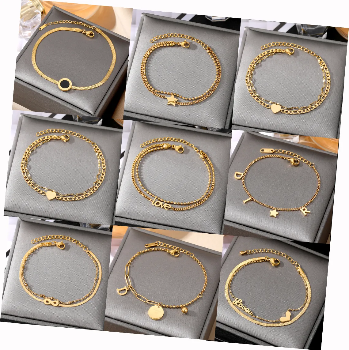 KISSWIFE Minimalista Variedade Charme Pulseiras Mulheres Banhado A Ouro Aço Inoxidável Jóias Link Chain Pulseiras