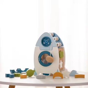 Multi-funzionale 5-in-1 spazio di legno razzo bambino Montessori giochi in età prescolare apprendimento precoce giocattoli educativi per bambini ragazzi e ragazze - Product Image 1