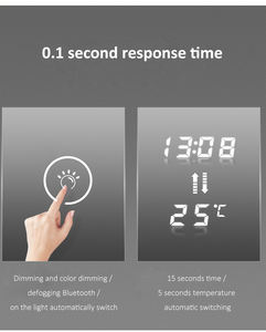 Настенные подвесные капли воды, креативный противотуманный сенсорный датчик, отображение времени в отеле, антитуманное зеркало для ванной со светодиодной подсветкой и Blueteeth - Product Image 5